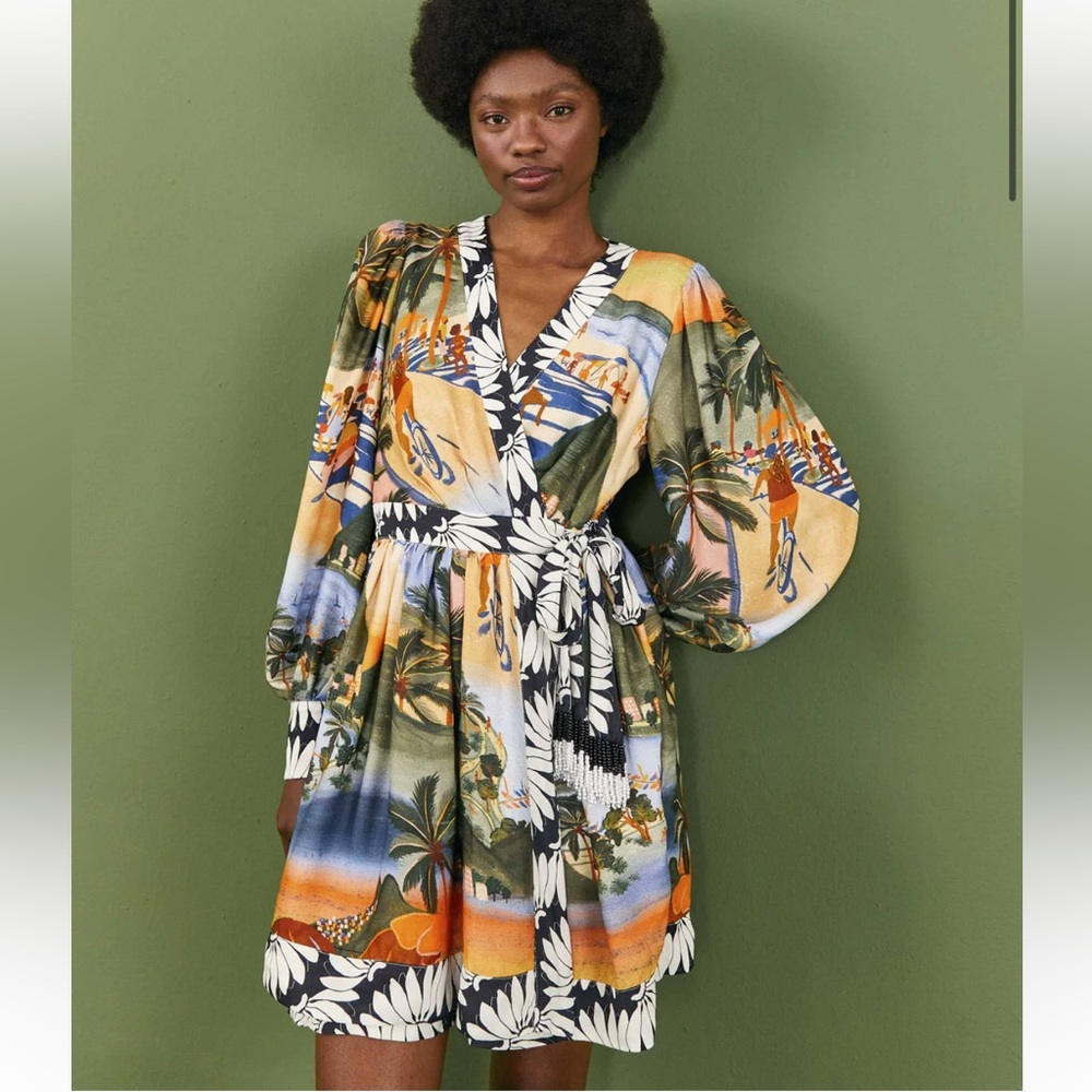 $255 FARM RIO Carioca Lenzing Ecovero Viscose Mini Dress